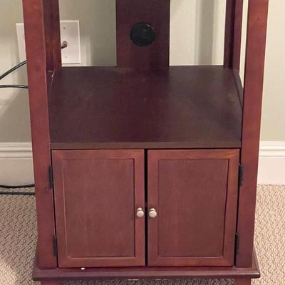 Wood Bookcase with Swivel TV Stand on Top