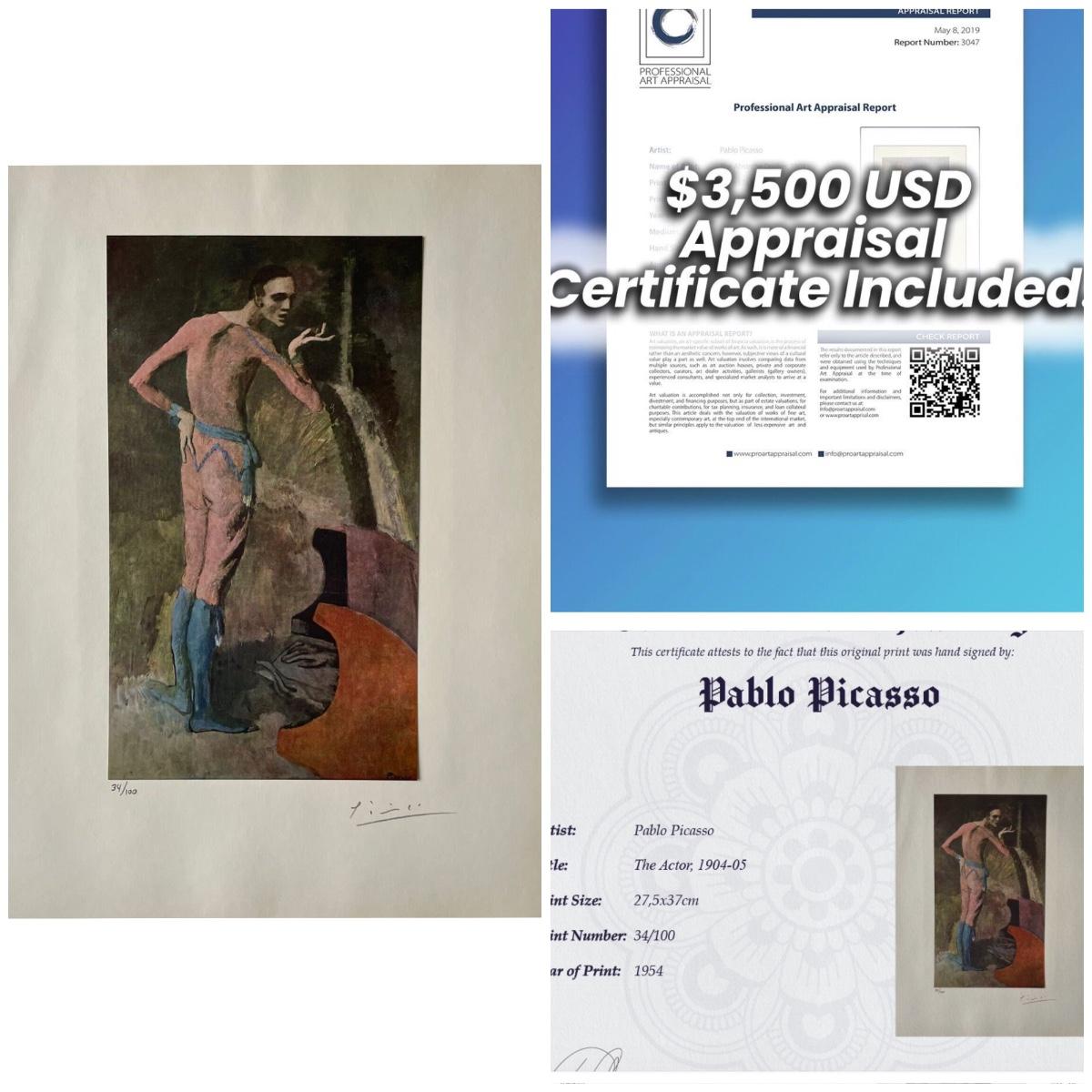 Valuable Pablo Picasso Original Hand Signed 1954 Lithograph with COA