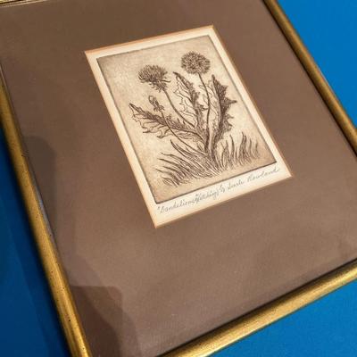Framed Dandelions Etching Searle Rowland