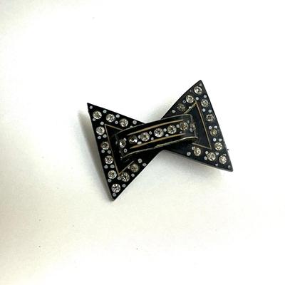 1075 Art Deco Celluloid Rhinestone Brooch and E. Pearl Snake / Pearl Brooch