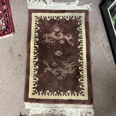 1077 Vintage Handknotted Wool Oriental Rug 3' 2" x 2' wide