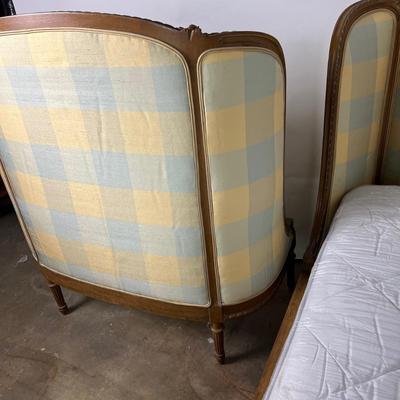 1948 Pair of Antique Custom Upholstered French Twin Beds