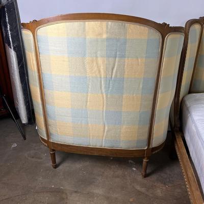 1948 Pair of Antique Custom Upholstered French Twin Beds