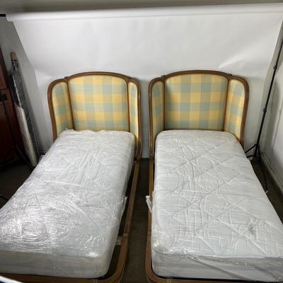 1948 Pair of Antique Custom Upholstered French Twin Beds