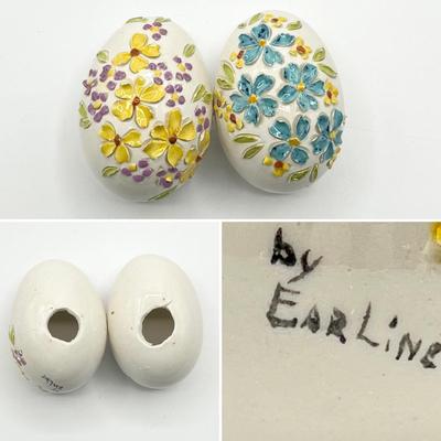 Vtg. Hand Painted Porcelain Easter Eggs ~ Set Of Ten (10)
