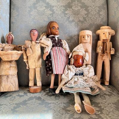 Antique Vintage Wooden Doll Lot