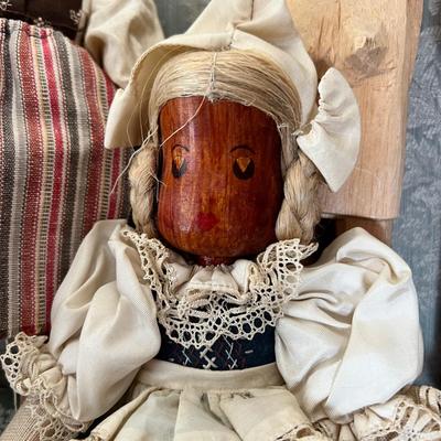 Antique Vintage Wooden Doll Lot