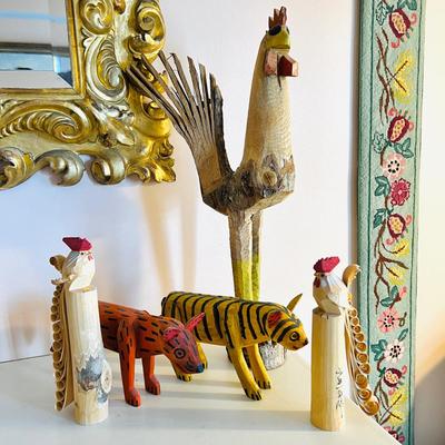 Lot Vintage Wood Carved Art Figurines