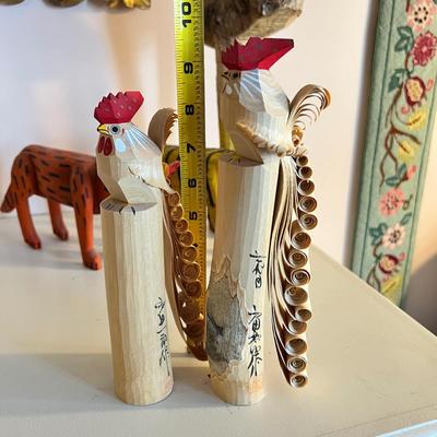 Lot Vintage Wood Carved Art Figurines