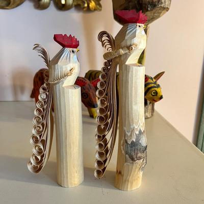 Lot Vintage Wood Carved Art Figurines