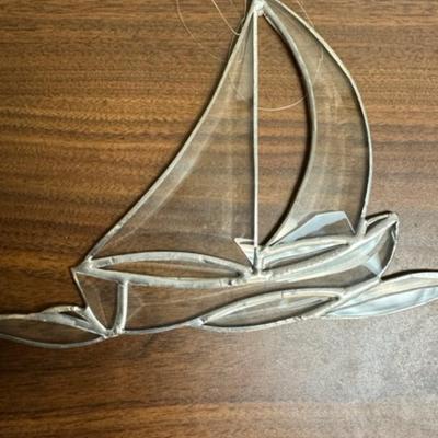 2 pc sail boat stain glass