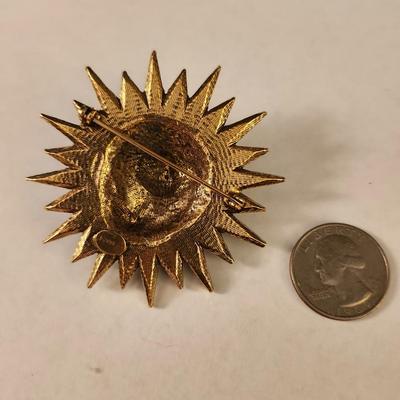 "Jeanne' Lions Face Starburst Brooch