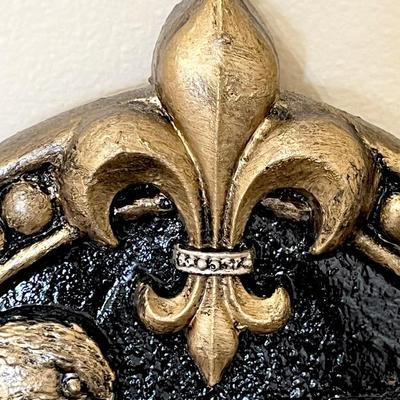 Fleur De Lis & Pelicans Cement Painted Wall Decor