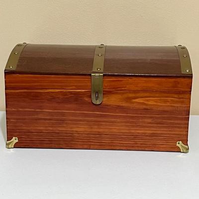 Mahogany Storage Box With Brass Accents