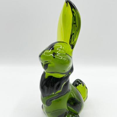 VIKING ~ Vtg Green Glass Bunny Rabbit