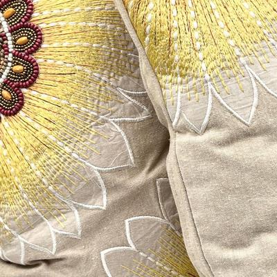 PIER 1 IMPORTS ~ Pair (2) ~ Oblong Beaded Decorative Pillows