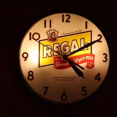 REGAL Lager Beer Light-up Clock (See Description)