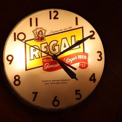 REGAL Lager Beer Light-up Clock (See Description)