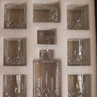 Crystal Decanter w/ (7) Glasses - Never Used