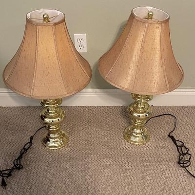 Two Vintage Lamps with Brass Bottoms