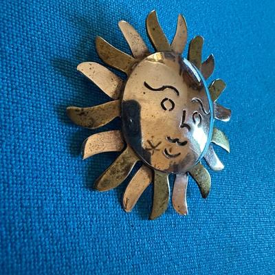 Sterling Silver Sun Pendant-Brooch