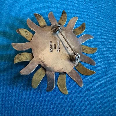 Sterling Silver Sun Pendant-Brooch