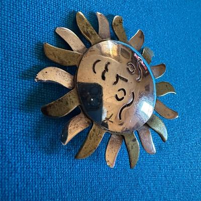 Sterling Silver Sun Pendant-Brooch