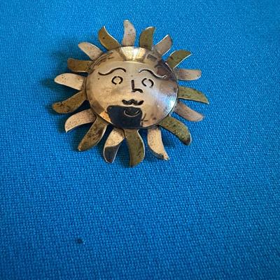 Sterling Silver Sun Pendant-Brooch