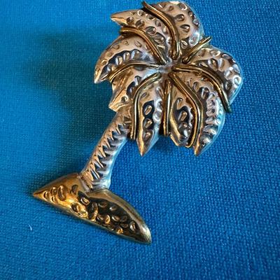 Sterling Silver Palmetto Tree Brooch-Pendant