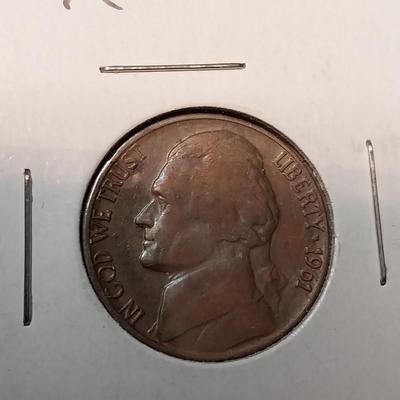 1961-D & 1969-D NICKELS WITH ROSE AND RAINBOW TONING
