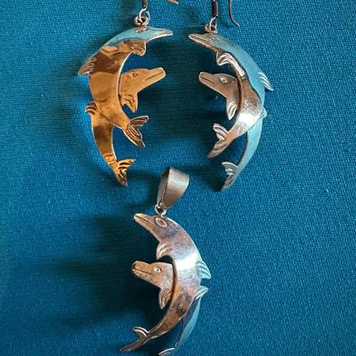 Sterling Silver Dolphin Jewelry Lot