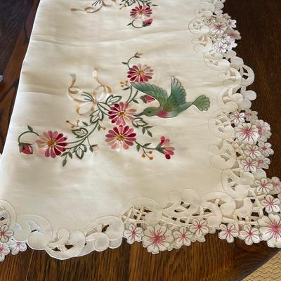 Large Gorgeous Embellished Hummingbird Doily