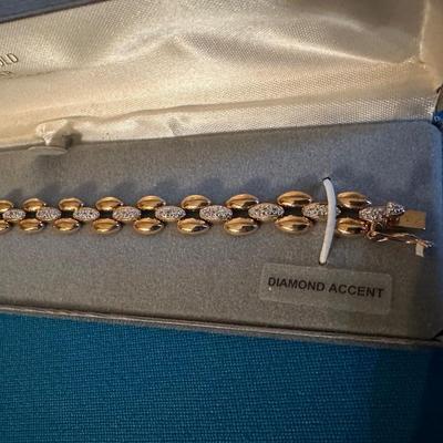 18k over Sterling Silver Diamond Bracelet