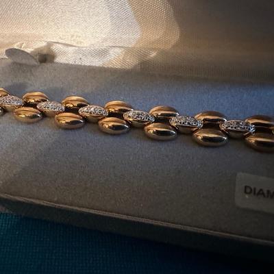 18k over Sterling Silver Diamond Bracelet