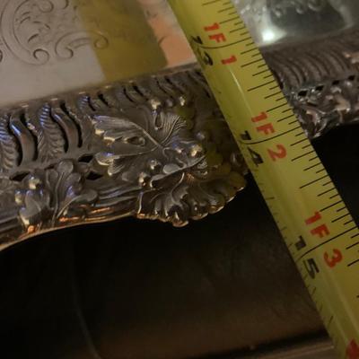 2 Antique Large Ellis Barker Monogrammed Silver On Copper Serving Trays
