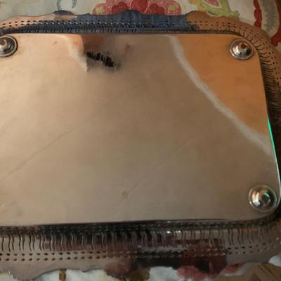 2 Antique Large Ellis Barker Monogrammed Silver On Copper Serving Trays