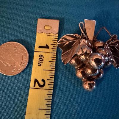 Sterling Silver Grape Cluster Pendant Brooch