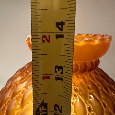 Antique Oil Lamp w/ Amber Glass Shade