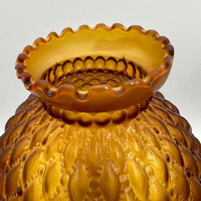Antique Oil Lamp w/ Amber Glass Shade