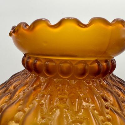 Antique Oil Lamp w/ Amber Glass Shade