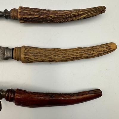 Antique Wostenholm Carving Set w/ Antler/Horn Handles