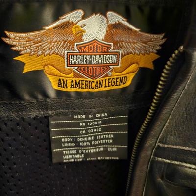 Embossed Leather Harley Davidson Jacket Sz S (FC-DW)