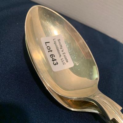 2 Large Silver Plate Sheffield Serving Spoons