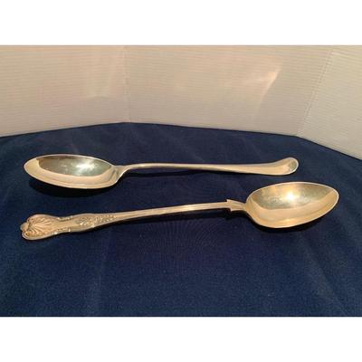 2 Large Silver Plate Sheffield Serving Spoons