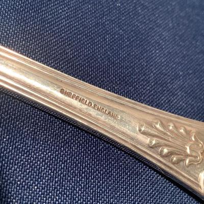 2 Large Silver Plate Sheffield Serving Spoons