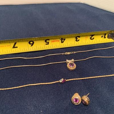 Amethyst Necklace Bracelet Earrings Lot