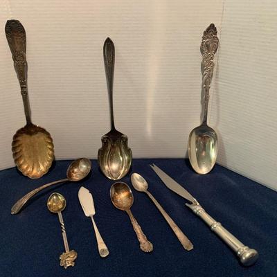 Silverplate Flatware Lot + Steiff Pewter Knife