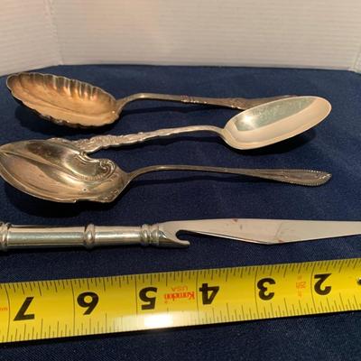 Silverplate Flatware Lot + Steiff Pewter Knife