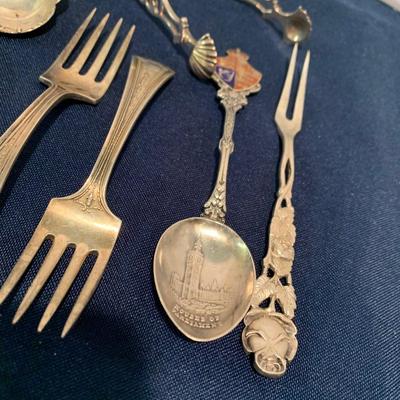 Sterling Silver Flatware Miniatures Lot Salt Spoons Tongs Childrenâ€™s Flatware