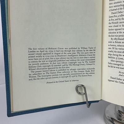 121 "The Life & Strange Surprising Adventure of Robinson Crusoe Of York Mariner" by DANIEL DEFOE. 1976; The Easton Press...